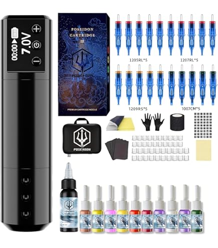 Amazon.com: POSEIDON Cordless Rotary Tattoo Machine Kit with 20