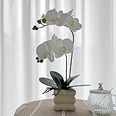 LZTDRZH Artificial White Orchid Flower Plant, 14 inches Tall, Home Decor Orchid Artificial Flowers (White-1)
