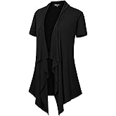 Women's Short Sleeve Draped Open Front Cardigan Lightweight Summer Vest for Women