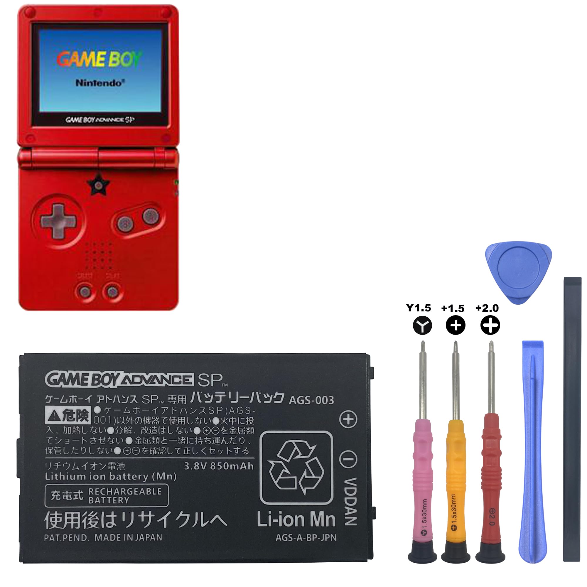 CENIFENX Gameboy Advance SP Battery AGS-003 3.8V 850mAh Replacement for Nintendo Gameboy Advance SP Battery with Repair Tool Kit
