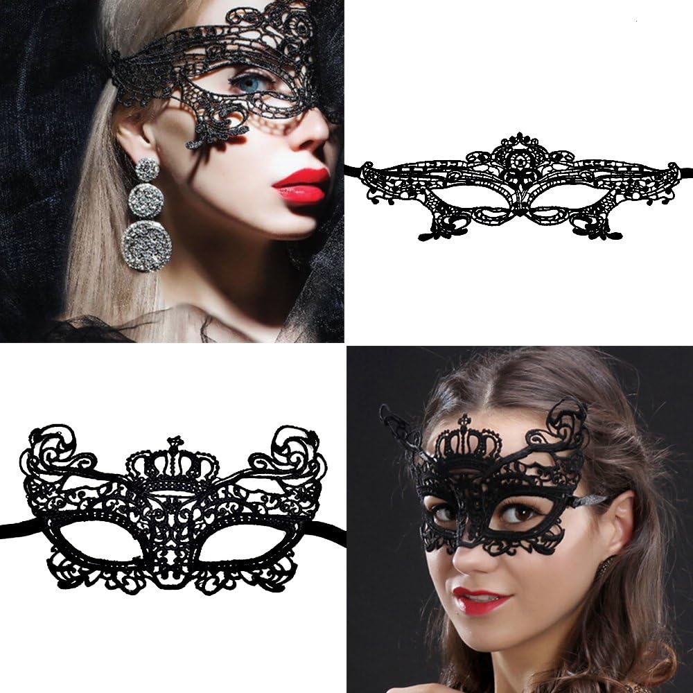 CNYMANY 15 Packs Women's Sexy Flexible Lace Masks Eye-mask for Ball Party Venetian Masquerade Costume - Black - Image 3