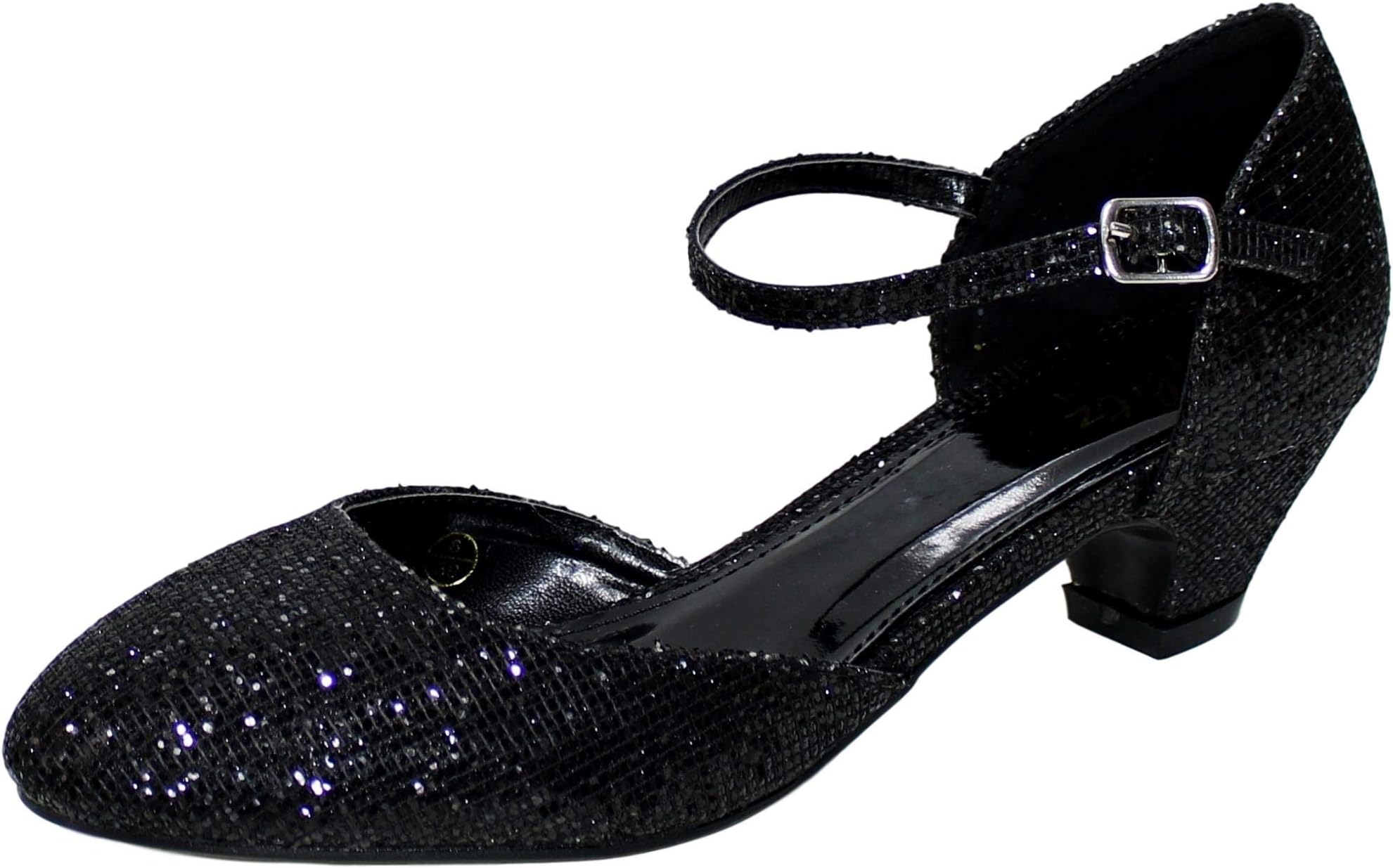 Rock on Styles Womens Ladies Party Evening Bridal Sparkly Dress Low Block Heel Flat Court Shoes Sandals Pumps Ankle Straps - 665