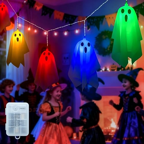 Ciskotu 3M 10 LED Ghost String Lights for Halloween Decorations Indoor/Outdoor, with 8 Mode for Scary Spooky Garden Patio Tree Lights for Outside Yard Trick or Party Decor (Battery)