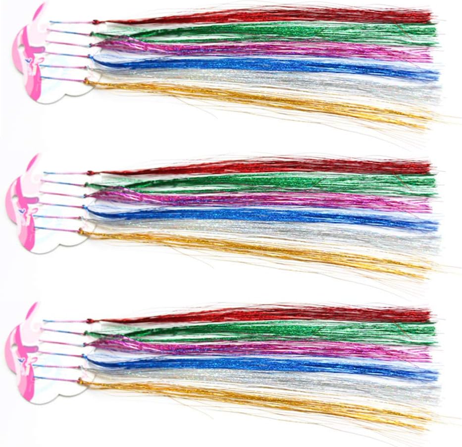 dontdo 6 Group Kids Glitter Hair Extensions Wigs Girls Princess Dress Up Hairpiece Headwear