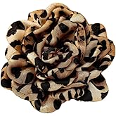 Kokoma Leopard Print Rose Flower Brooch Pin for Women Multi-Layer Floral Lapel Pin Badge Corsage for Cloth Dress Suit Statement Jewelry Accessory