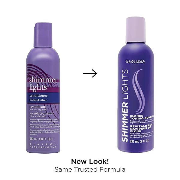 CLAIROL PROFESSIONAL SHIMMER LIGHTS PURPLE CONDITIONER, 8 FL. OZ NEUTRALIZES BRASS & YELLOW TONES FOR BLONDE, SILVER, GRAY & HIGHLIGHTED HAIR PACKAGING MAY VARY
