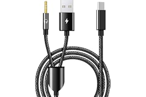 MXCUDU USB C to 3.5mm Aux Audio Cable, 2 in 1 USB C to 3.5mm Car Stereo Aux Headset Jack Cable with PD 18W USB C Charging Compatible with iPhone 17/16/16e/15 Plus/Pro Max/Air, Galaxy S25/S24/S23, Pixel 9/8