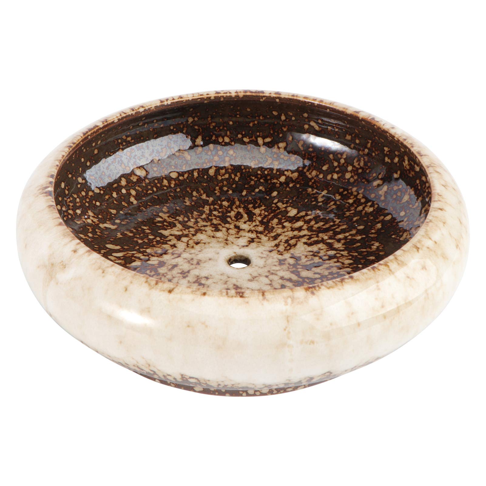 Yardwe Round Ceramic Cactus Succulent Planter Bowl with Drainage Hole Bonsai Pots Decorative Water Lily Hydroponic Bowl Daffodil Plant Pot Flower Container Home Decor White