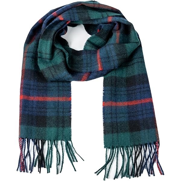 100% Lambswool Tartan Scarf - Made In Scotland, Plaid Robertson Pattern, 165cm X 25cm