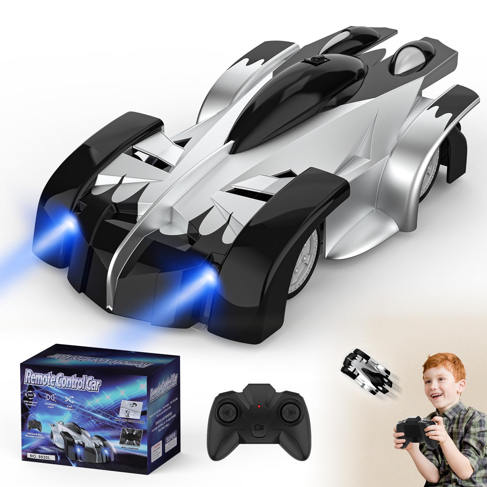 Photo 1 of FirYawee Wall Climbing Remote Control Car, 360° Rotating RC Stunt Car with Headlight, Rechargeable RC Cars Toys for 3 4 5 6 7 8-12 Year Old Boys Girls Kids