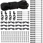 Deck Rigging Kit Accessory - 19.7 FT Bungee Cord with Deck Loops Tie Down Pad Eyes and J - Hooks and Bungee Cord Hook Screws &amp; Rivets for Kayaks Canoes Boat