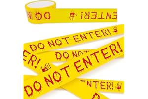 AMZLYSDOK Halloween Decorations Caution Tape,Do Not Enter Tape,2 Inch x 82 Ft Yellow Scary Caution Hazard Warning Tape Roll Barricade Safety Outdoor Spooky DIY Decorative Accessory For Party,Yard, Haunted House