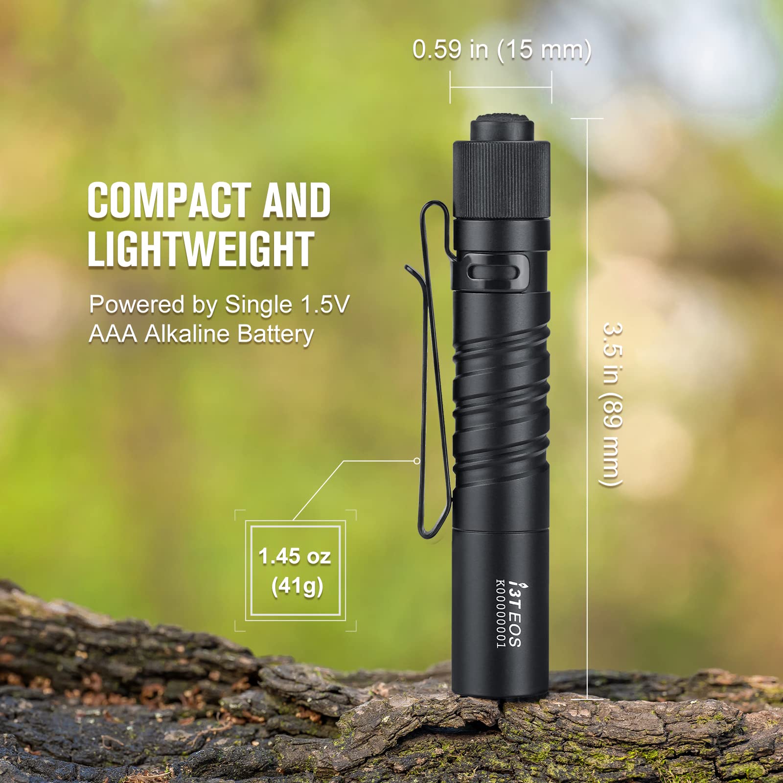 OLIGHT I3T EOS 180 Lumens Dual-Output Slim EDC Flashlight for Camping and Hiking, Tail Switch Flashlight with AAA Battery