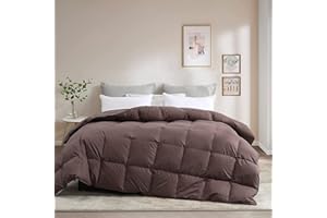 C&W Goose Down Comforter Queen Size Duvet Insert 92x90 inches, Winter Warm Down Duvet Queen 100% Natural Cotton Shell 700 FP 50oz Fill Weight Brown Solid