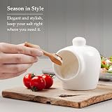 WM Bartleet & Sons 1750 Small Porcelain Salt Pot with Wooden Spoon 9cm view 3