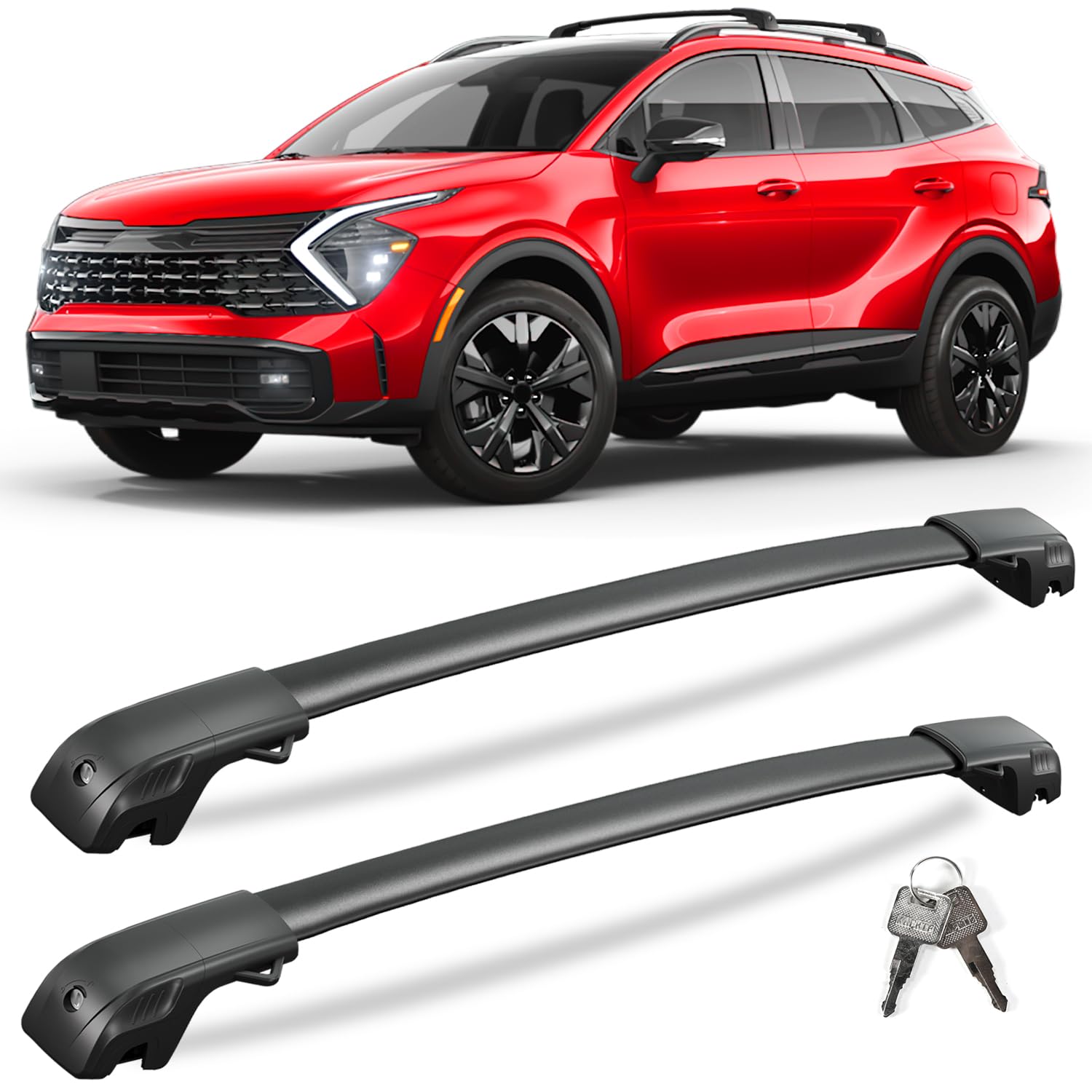Photo 1 of KINGGERI 220lbs Roof Rack Cross Bars Compatible with 2023-2025 Kia sportage X-line AWD/X-Pro/X-Pro Prestige Trims with Raised Side Rail, Lockable Heavy Duty Aluminum Roof (Not for Panoramic sunroof)