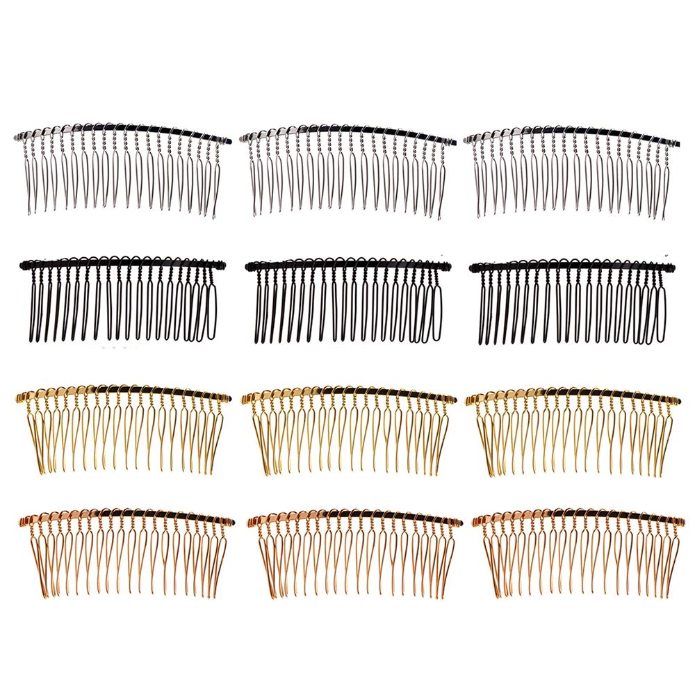 Ziyero 12 pcs DIY Bridal Wedding Veil Combs Teeth Metal Hair Combs Bridal Flower Side Vintage Hair Combs Vintage Hair Combs Wire Handmade Wedding Metal Hair Combs Suitable for Weddings, Parties, etc