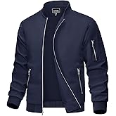 MAGCOMSEN Bomber Jacket Men Lightweight Jackets for Men Full Zip Up Bomber Light Coat with Pocket Casual Jacket Navy,M