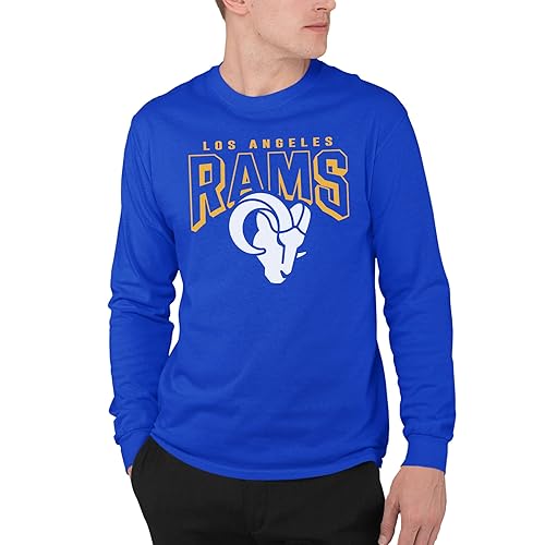 Junk Food Clothing x NFL - Los Angeles Rams - Bold Logo - Unisex Adult Long Sleeve T-Shirt for Men and Women - Size XX-Large