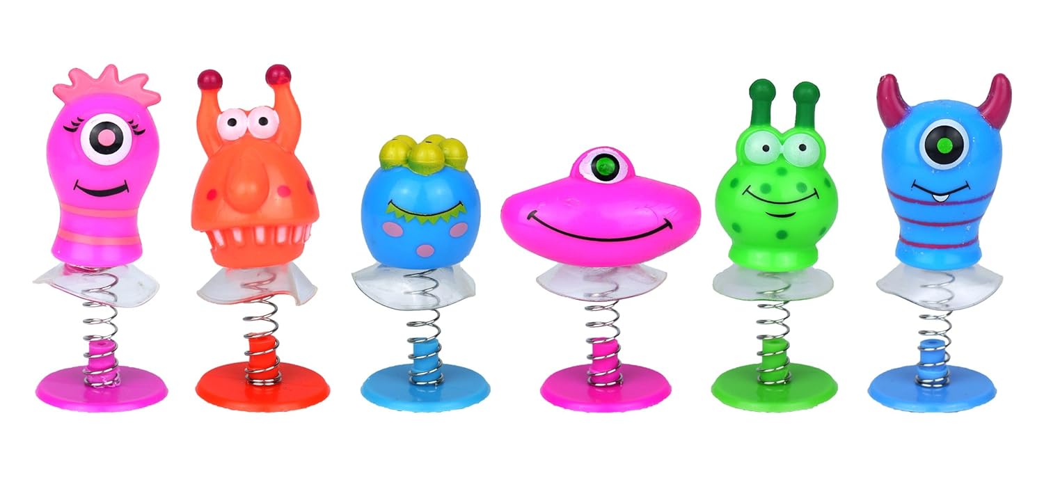 6 Assorted Jump Pop Up Monster Toys Childrens Kids Party Bag Fillers Ebay