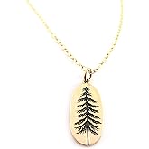 Bronze Pine Tree Necklace – 14k Gold Filled Chain, Handmade Nature Jewelry Gift
