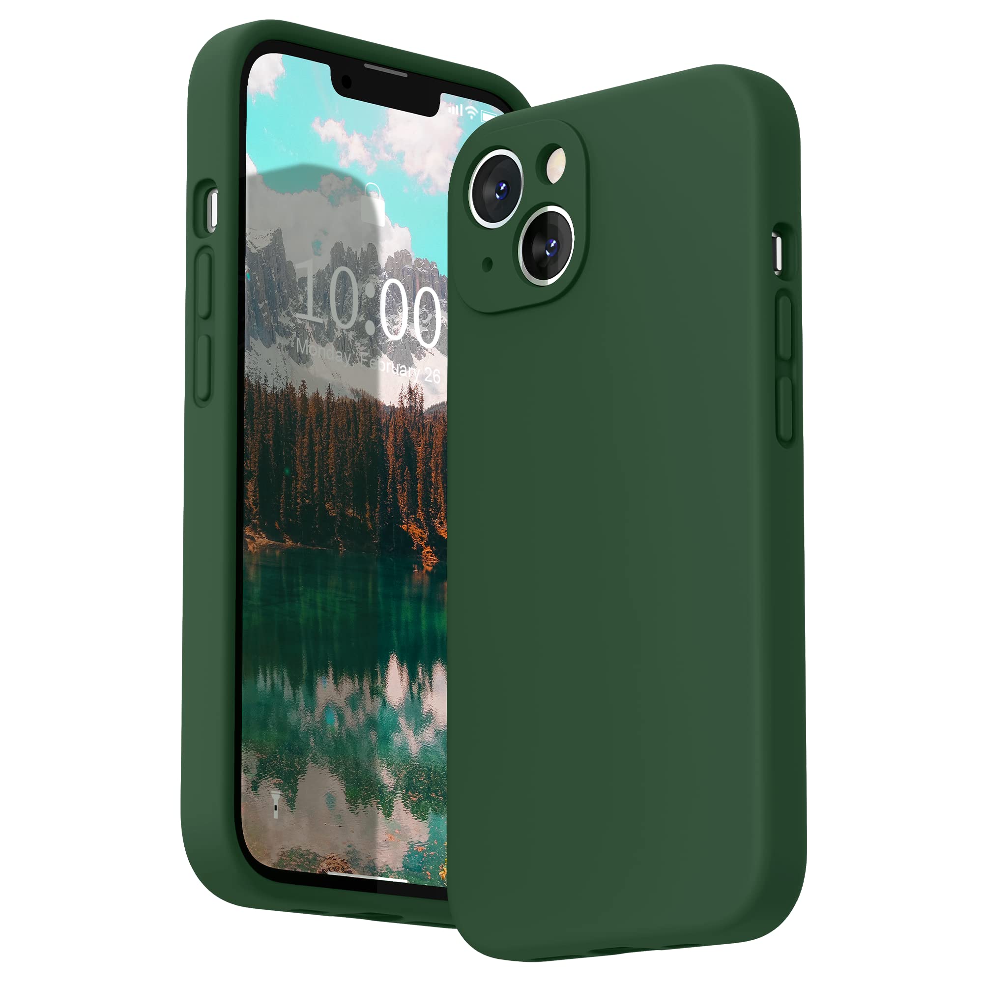 SURPHY Compatible with iPhone 13 Case with Screen Protector, Liquid Silicone Protection for Each Lens Shockproof Thickened Rubber Cover for iPhone 13 6.1 inch 2021, Clover Green — image 1