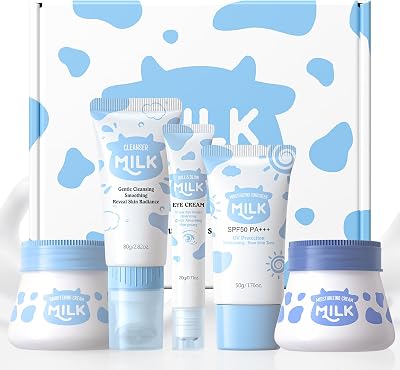 LAIKOU Skincare Set 5pc Milk Cleanser Day Night Eye Sunscreen Gift