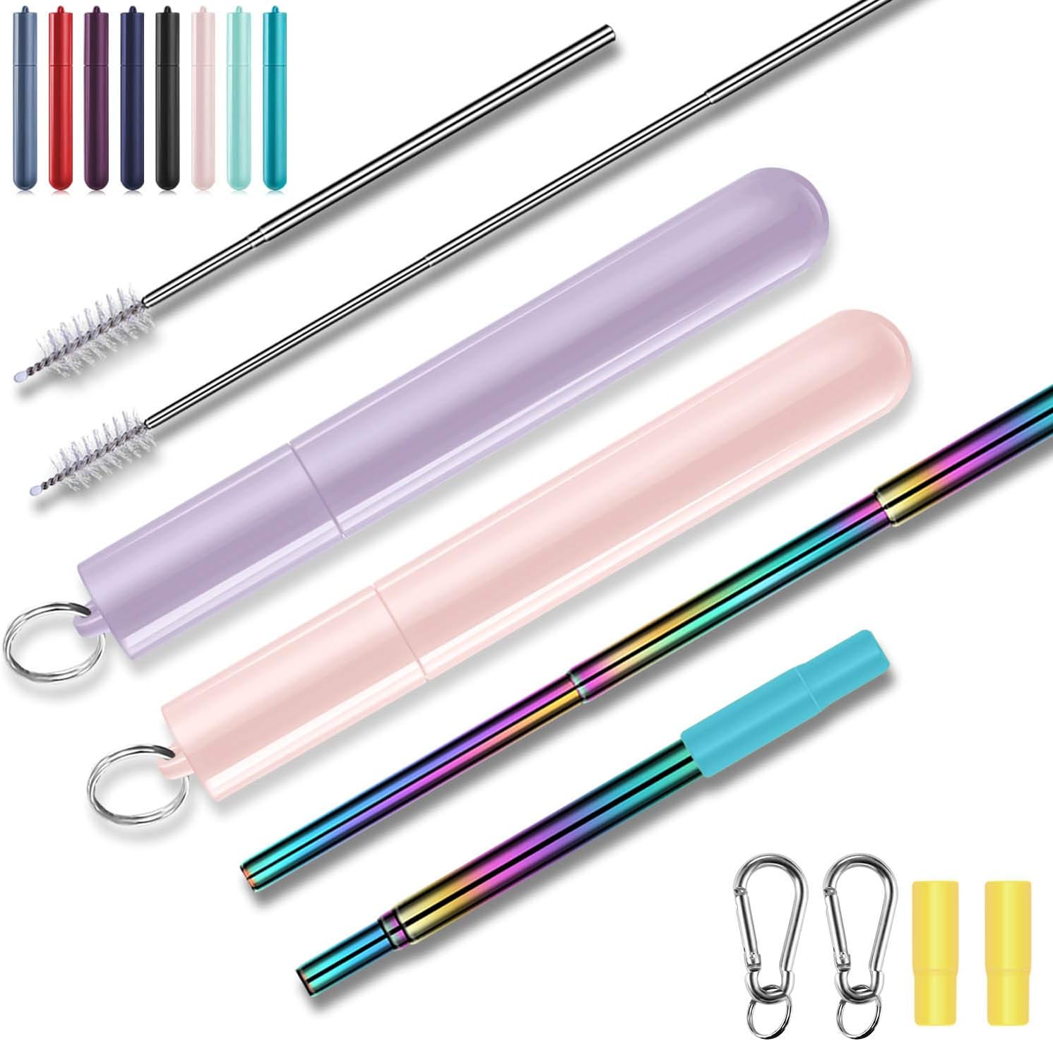 Reusable Straws with Case Rubinom Metal Collapsible