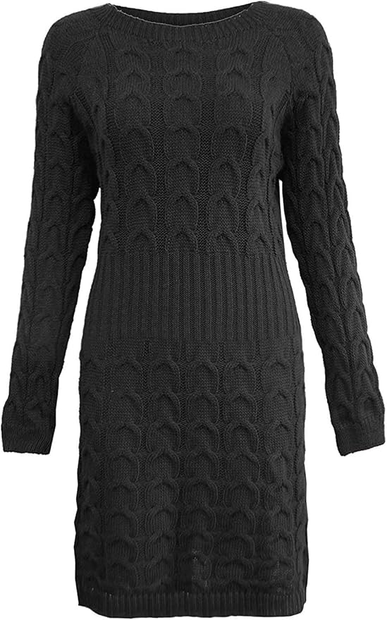 Xpose Ladies Midi Cable Knit Rib Knit Knee Length Long Sleeve Jumper
