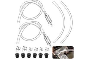 Meonum 2 Pack Brake Bleeder Hose, Motorcycle Brake Bleeder Kit with Nozzle Cap & Clamp, One Way Check Valve Tube Bleeding Tools for Hydraulic System Bleeding, Car Clutch Fluid Replacement Hose