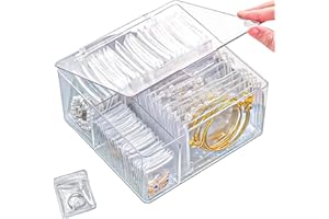 HOMEPEKITE 4-in-1 Acrylic Jewelry Organizers and Storage with 60 Portable Anti Tarnish Jewelry Bags, Clear Jewelry Box Travel Jewelry Case for Earrings Rings Necklaces Bracelets, Christmas Gifts for Women Girls
