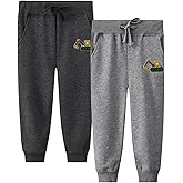 LOKTARC 2 Pack Boys Drawstring Sweatpants Cute Pattern Cotton Sport Jogger Pants