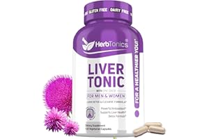 Herbtonics Liver Cleanse Detox & Repair Formula | 20+ Herbs: Milk Thistle, Artichoke Extract, Silymarin & Dandelion | Liver Health & Function | 120 Vegan Capsules