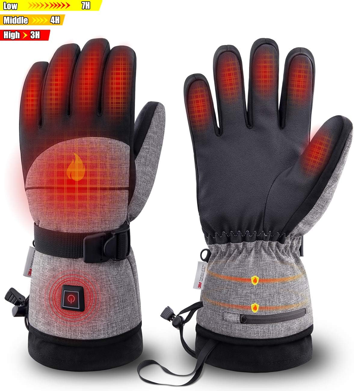 Heated Gloves for Men Women,Waterproof Hand Warmer 2500MAH Battery,3M Thinsulate