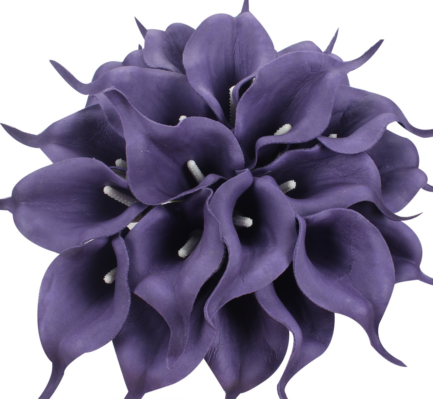 Photo 1 of Duovlo 20pcs Calla Lily Bridal Wedding Bouquet Lataex Real Touch Artificial Flower Home Party Decor (Purple)