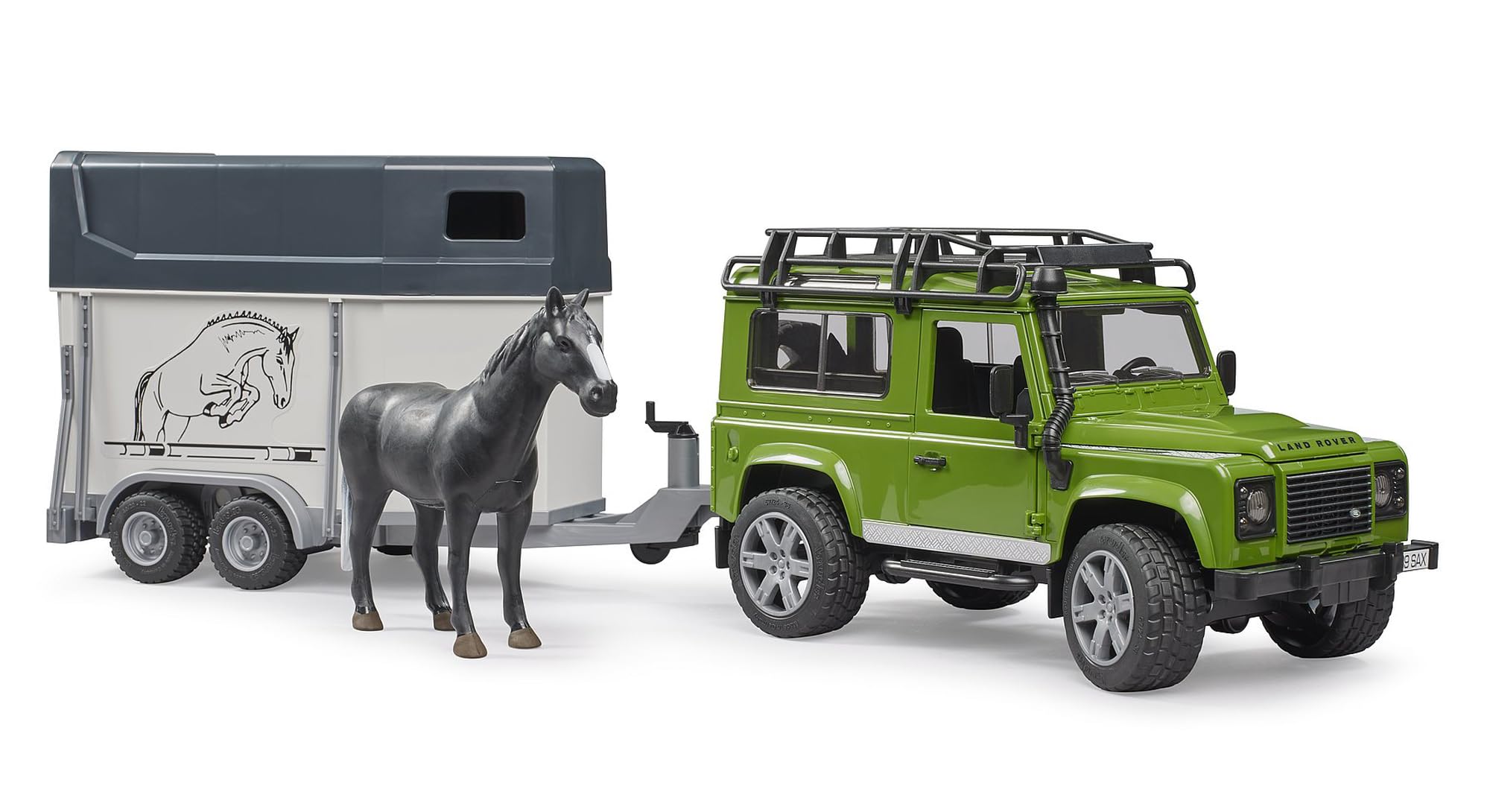 Bruder Landrover Defender Met Paardentrailer En Paard