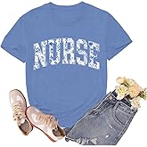 sallrue Nurse Shirt for Women School Registered Nurse Week T-Shirt Nursing Life Tees Tops