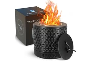 DLY OASIS Concrete Tabletop Fire Pit - Ethanol Fire Pit, Table Top Fire Pit Bowl, Mini Fire Pit, Portable Fireplace for Indoor & Garden for Dinner Partlies, Home Decoration