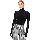 Norma Kamali womens Slim Fit Long Sleeve Turtle Top Short