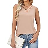 LOMON Womens Summer Tank Tops Sleeveless Shirts V Neck Casual Tee Cut Out Ring Keyhole Tanks Camisole Blouse