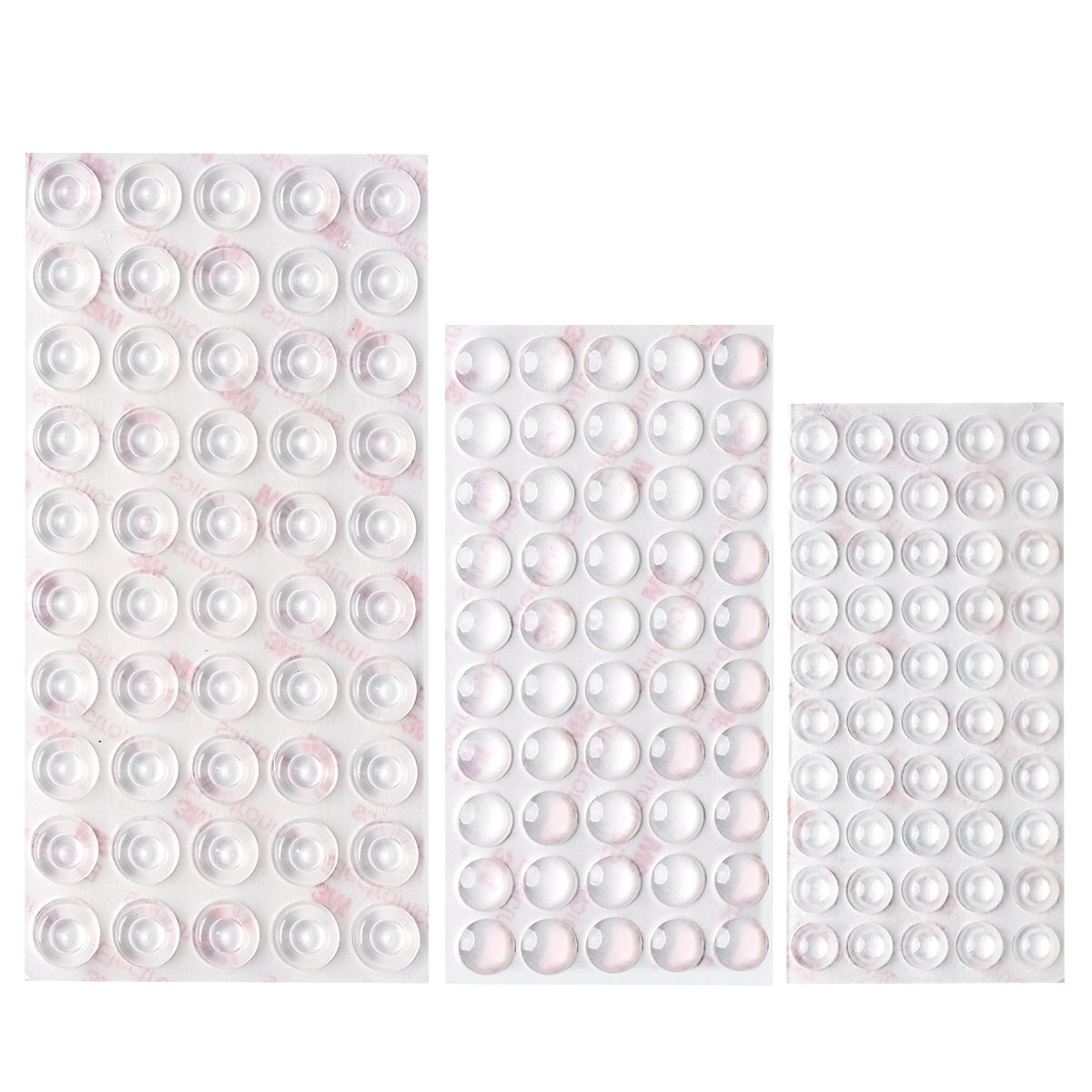 Shintop 150 Pieces Furniture Bumpers, Clear Adhesive Buffer Pads Noise Dampening for Doors Cabinets Drawers (3 Sizes)