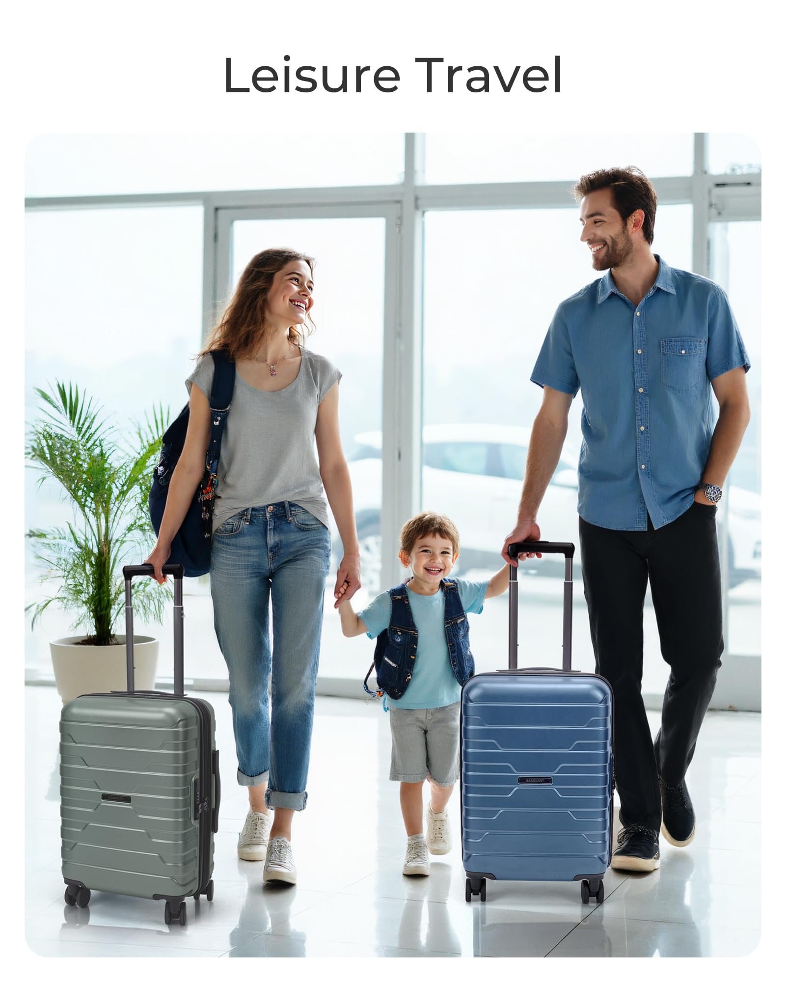 BAGSMART Carry On Luggage 22x14x9 Airline Approved with TSA Lock,20 Inch Lightweight Luggage with Spinner Wheels,100% PC Hard Shell Carry On Suitcases for Men Women,Royal Blue