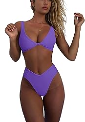 geluboao Women's Dark Purple Bikini Set Cute Kont