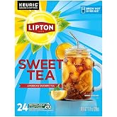 Lipton Southern Sweet Black Tea K-Cup Pods, 24 Count for Keurig | Rainforest Alliance Certified Iced Tea K-Cups with Real Tea Leaves and Natural Sweetness Brew Hot over Ice