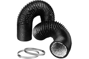 ALLVENT Dryer Vent Hose 3 Inch Air Duct 9.84 Feet Flexible Adjustable PVC Heavy-Duty Four-Layer Air Duct Hose with 2 Screw Clamps for HVAC Ventilation (Black)
