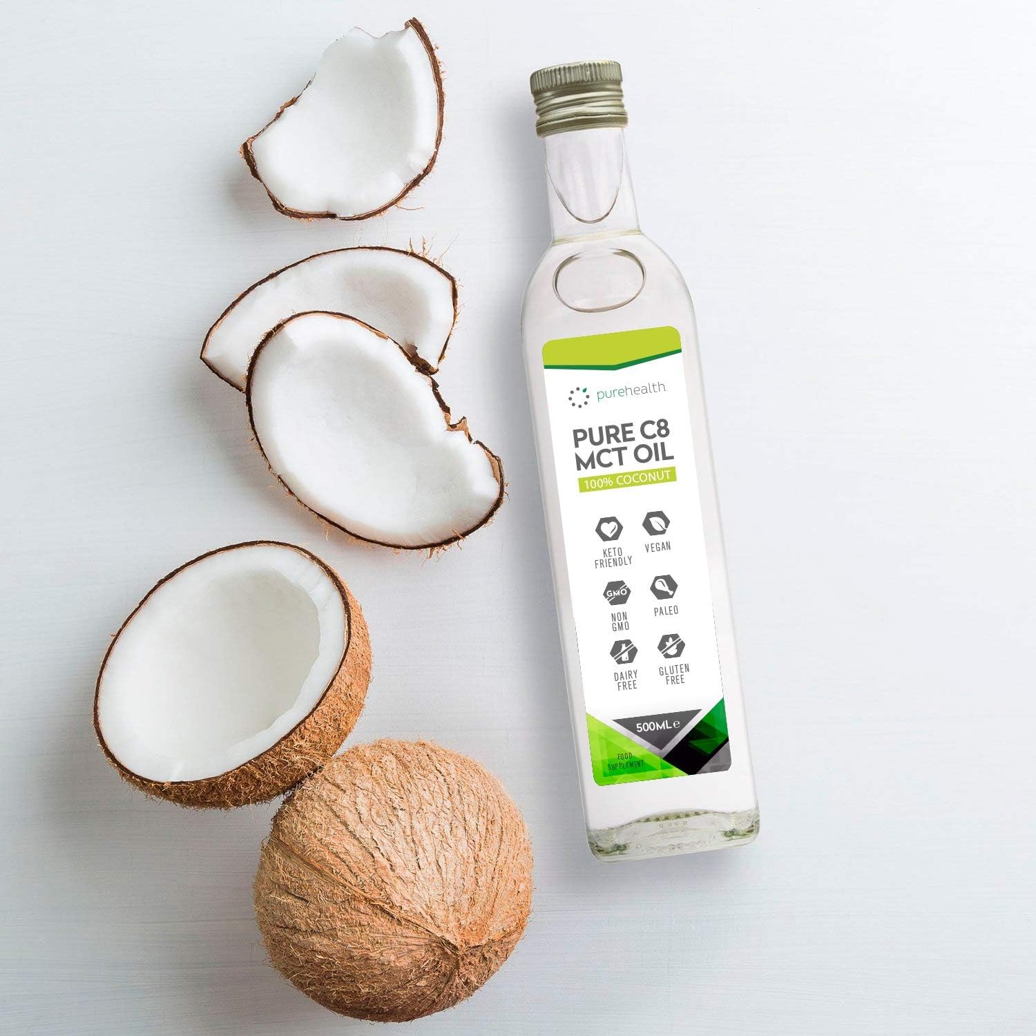 Pure Organic C8 MCT Oil Glass Bottle, Triple Steam Distilled, Premium 100% Coconut Zero Palm Oil - Image 4