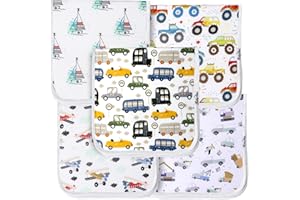 KiddyStar Triple Layer Baby Burp Cloths | 5-Pack, Organic Cotton, Large, Soft, Absorbent Burping Towels for Infants