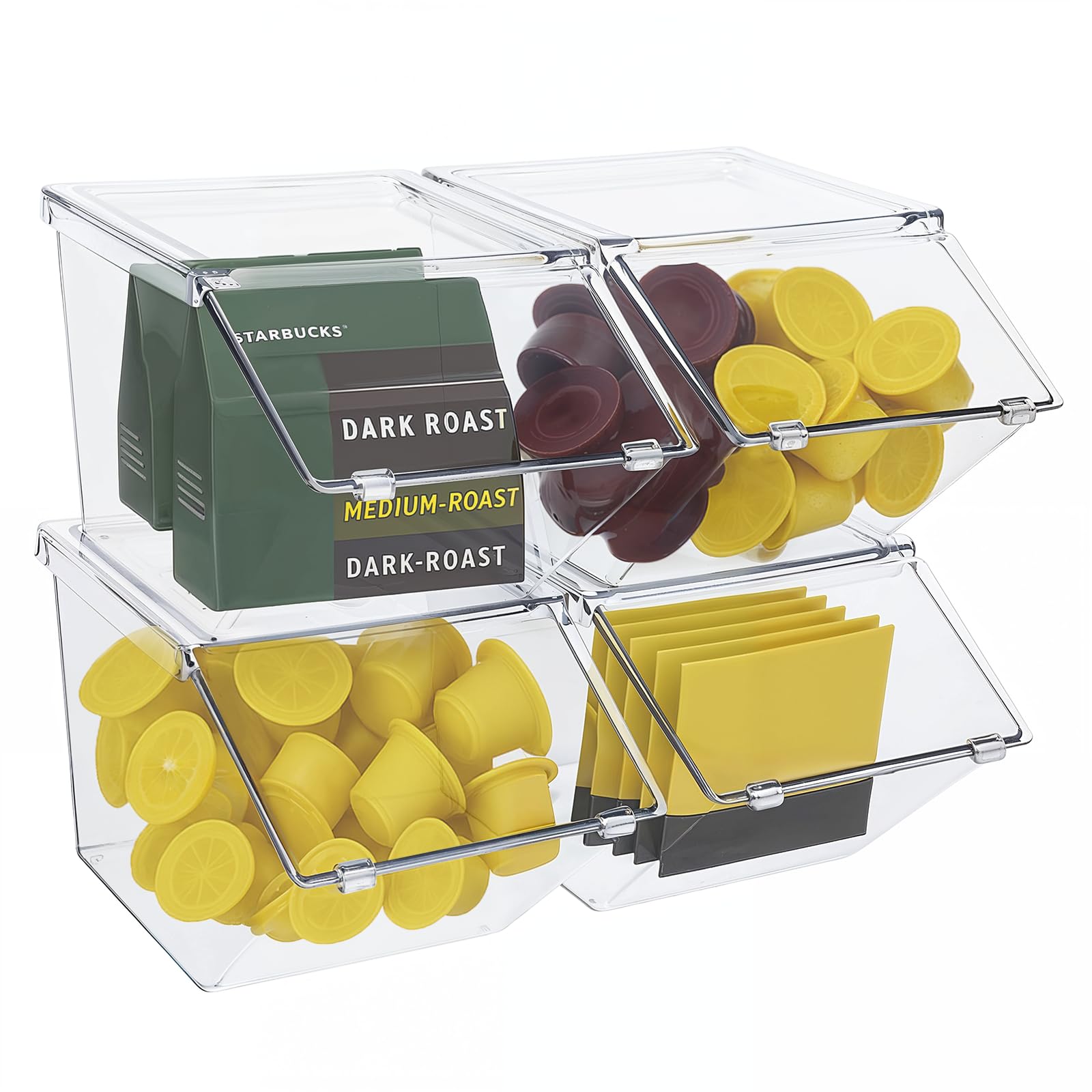 Photo 1 of 4 Pack Clear Tea Bags Organizer & Storage Box Set, PET Material Tea Bag Storage Organizer for Coffee Pods, K-Cups, Snacks & More - Perfect for Home, Office, or Travel - Stylish Functional Design