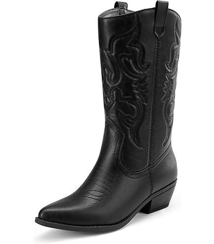 Amazon.com | ZXHYZLZ Black Cowboy Boots For Women，Square-Toe