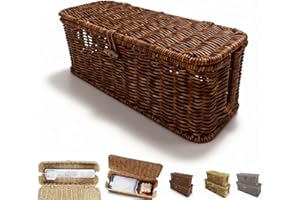 Handwoven Rattan Cable Management Box, Handwoven Rattan Cable Organizer, Decorative Cord Organizer for Power Strips and Charg